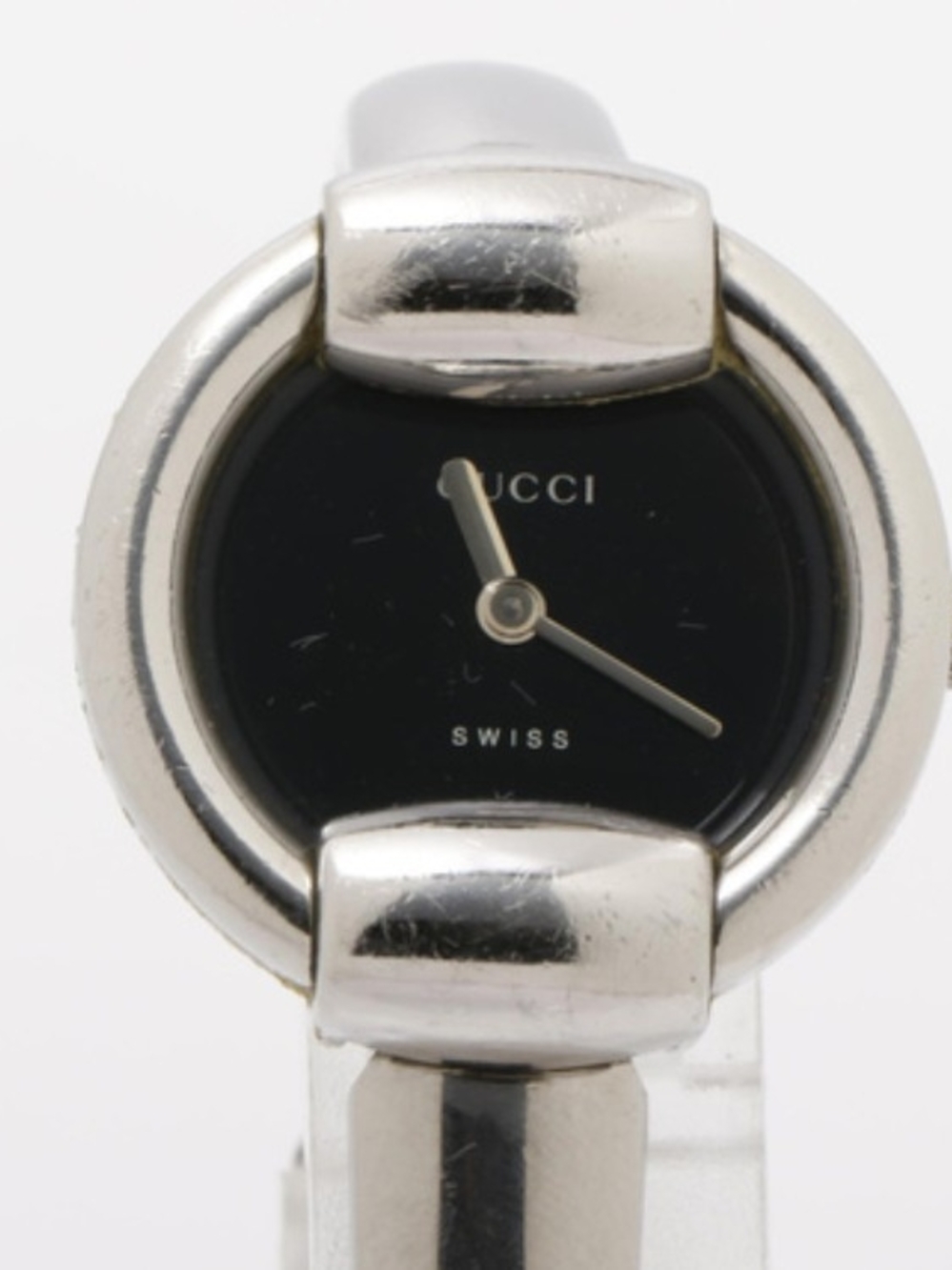 Gucci Silver and Black Round Bracelet Watch